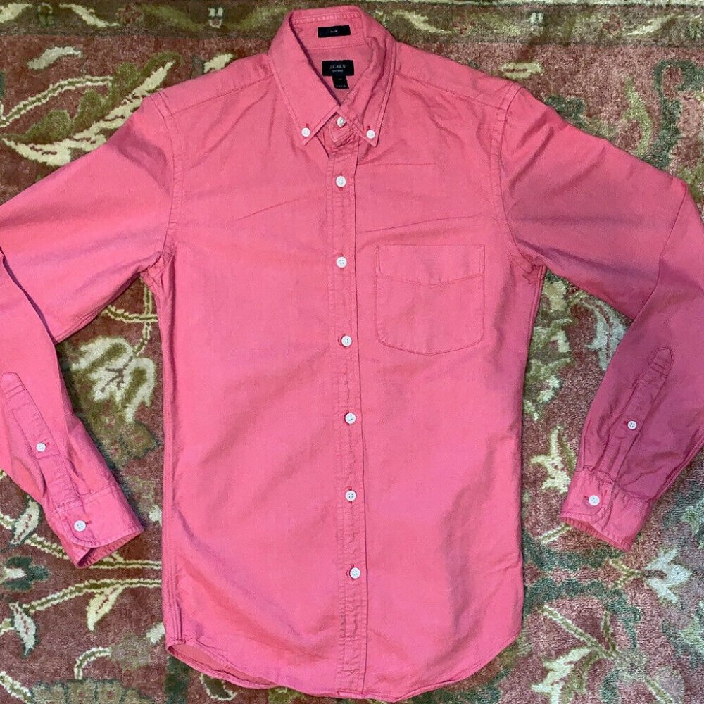 J Crew Mens Long Sleeve Shirt Light Red Size XS GC